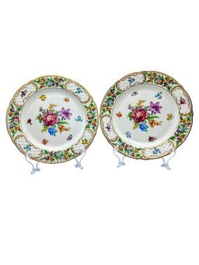 2 Schumann Bavaria Empress Dresden Flowers Dinner Plates Pointed Purple 10.25"